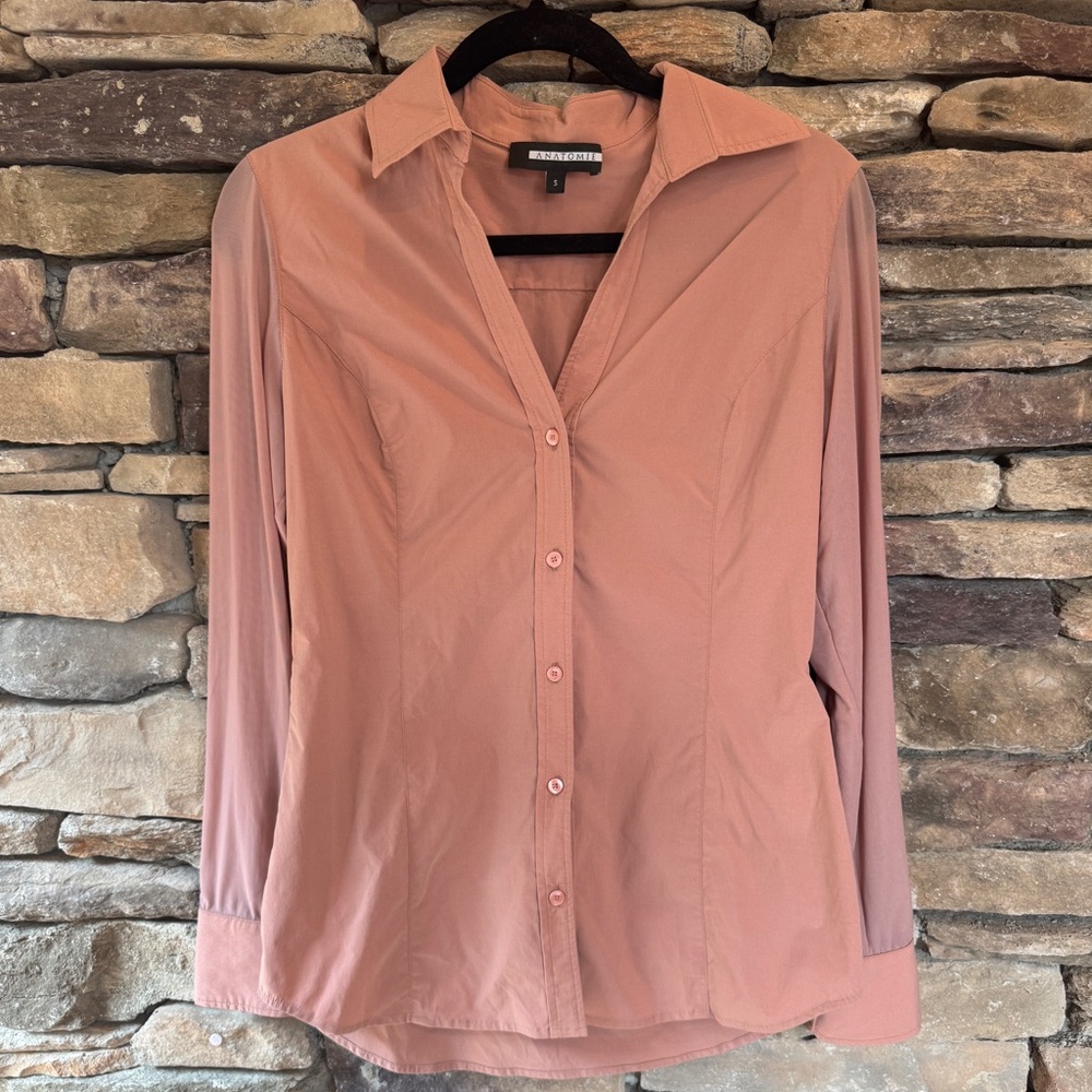 Anatomie Beth Button-Front Shirt Blush Small